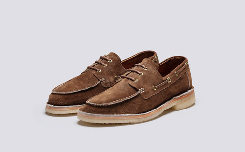 Sheldon | Boat Shoes for Men in Brown Eco Suede | Grenson - Main View
