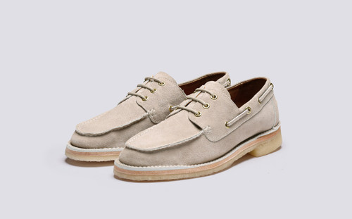 Sheldon | Boat Shoes for Men in Beige Eco Suede | Grenson - Main View