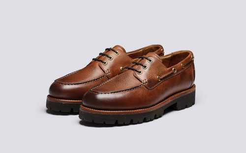 Dempsey | Mens Deck Shoes in Brown Nubuck | Grenson - Main View