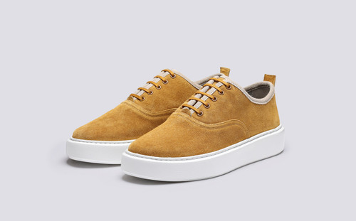 Sneaker 55 | Mens Sneakers in Yellow Eco Suede | Grenson - Main View