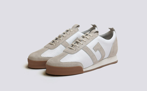 Sneaker 51 | Mens Trainers in Perforated White | Grenson - Main View