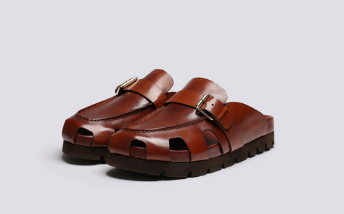 Dale | Clog Sandals for in Brown Shearling |