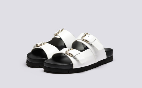 Florin | Mens Sandals in White Leather | Grenson - Main View