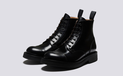 Desmond | Mens Boots in Black Polished Leather | Grenson - Main View