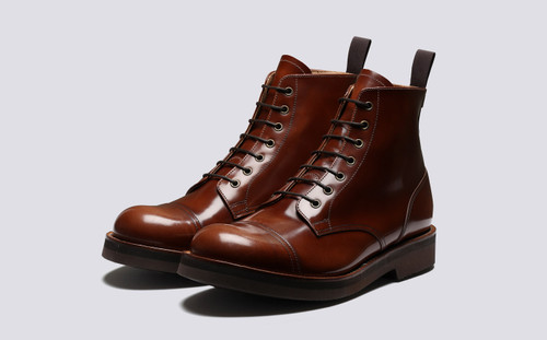 Desmond | Mens Boots in Brown Polished Leather | Grenson - Main View