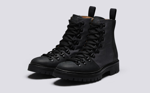 Nanette | Womens Hiker Boots in Black with Cordura | Grenson - Main View