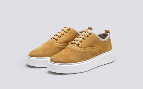 Sneaker 55 | Womens Sneakers in Yellow Eco Suede | Grenson - Main View