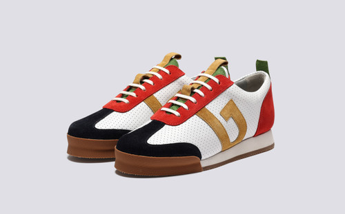 Sneaker 51 | Womens Trainers in White Multi Suede | Grenson - Main View