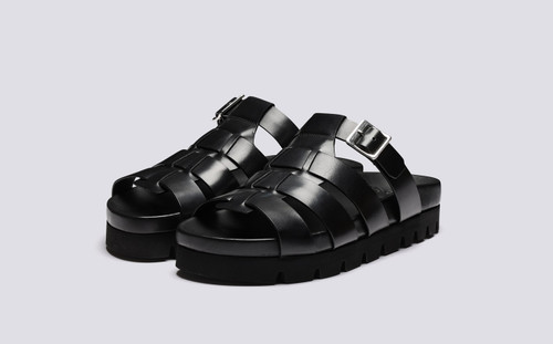 Daphne | Womens Sandals in Black Leather | Grenson - Main View