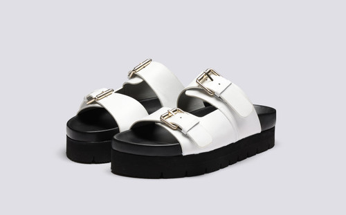 Flora | Womens Sandals in White Leather | Grenson - Main View