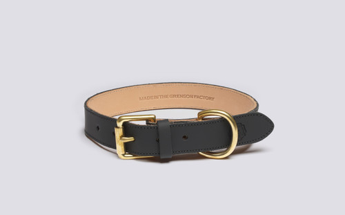 Medium Dog Collar | Handmade Black Rubberised Leather | Grenson - Main View