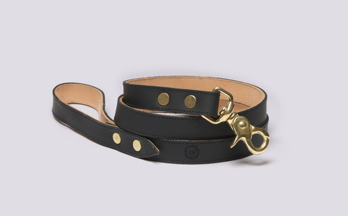 Dog Lead | Handmade Black Rubberised Leather | Grenson - Main View