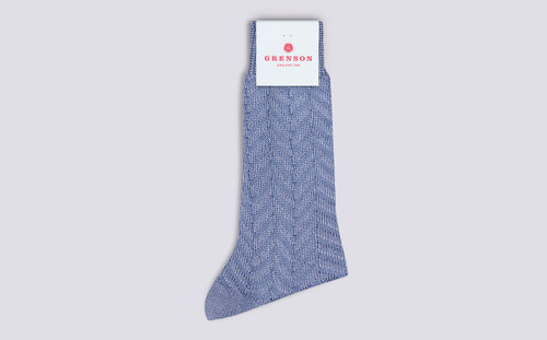 Womens Socks | Textured Sock in Light Blue Mix | Grenson - Main View