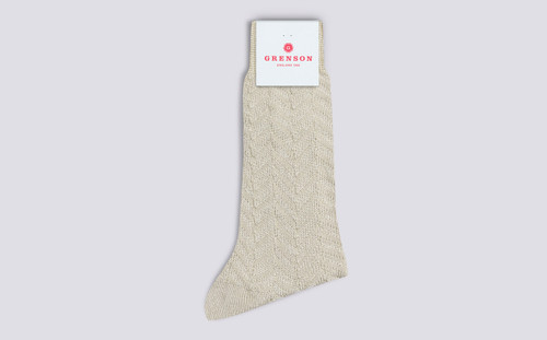 Womens Socks | Textured Sock in Natural Cotton Mix | Grenson - Main View