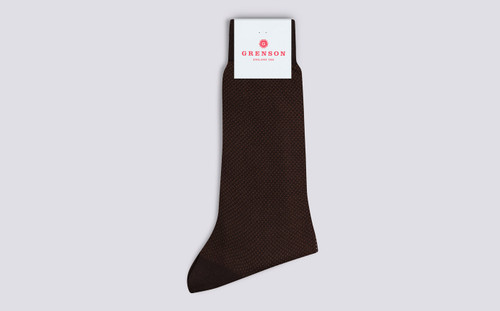 Mens Socks | Brown Dot Socks Organic Cotton | Grenson - Folded View