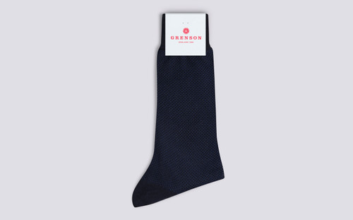 Mens Socks | Navy Dot Socks Organic Cotton | Grenson - Main View