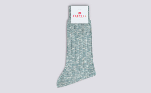 Mens Socks | Malange Turquoise Cotton Socks | Grenson - Main View