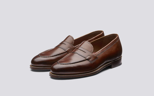 Grenson Lloyd in Tan Hand Painted Calf Leather - 3 Quarter View