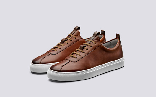 Grenson Sneaker 1 Men's in Tan Hand Painted Calf Leather - 3 Quarter View