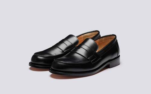 Epsom | Mens Loafers in Black Leather | Grenson - Main View