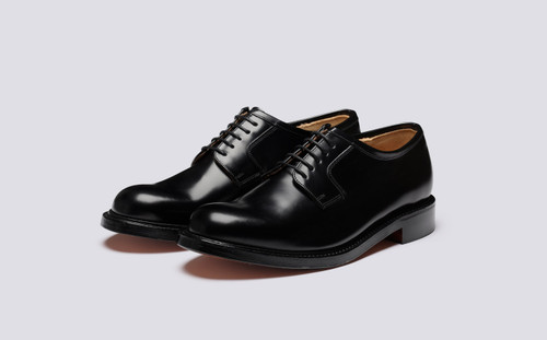 Camden | Mens Derby Shoes in Black Leather | Grenson - Main View