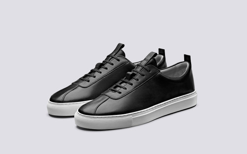 Grenson Sneaker 1 Men's in Black Calf Leather - 3 Quarter View