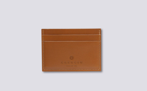 Card Holder in Tan Leather | Grenson - Main View