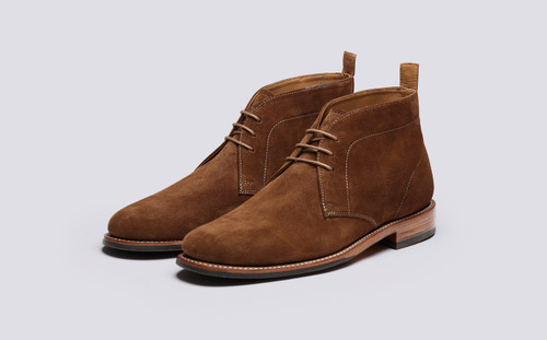 Chester | Mens Chukka Boots in Brown Suede | Grenson - Main View