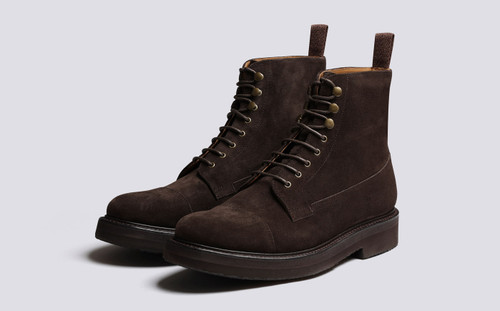 Harry | Mens Boots in Brown Suede with Captoe | Grenson - Main View