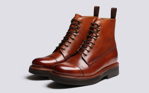 Harry | Mens Boots in Tan Leather with Captoe | Grenson - Main View