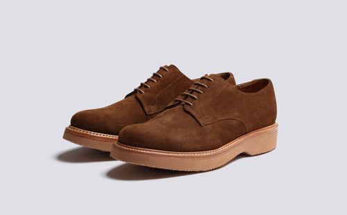 Curt | Mens Derby Shoes in Brown Suede | Grenson - Main View