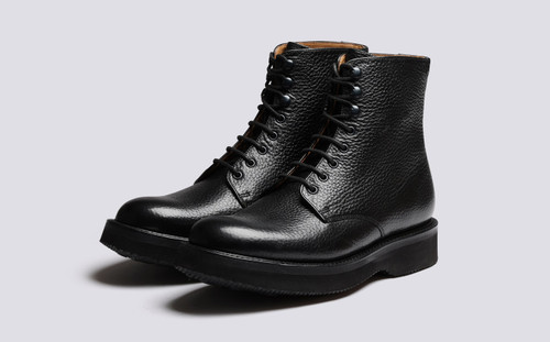 Hadley | Mens Boots in Black Grain Leather | Grenson - Main View