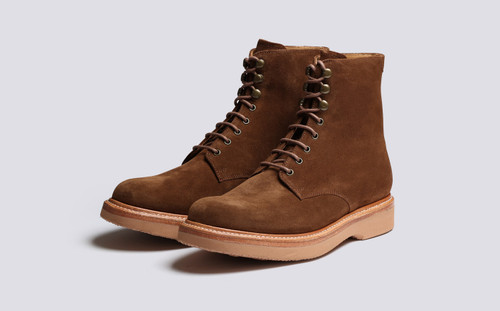 Hadley | Mens Boots in Brown Suede with Wedge | Grenson - Main View