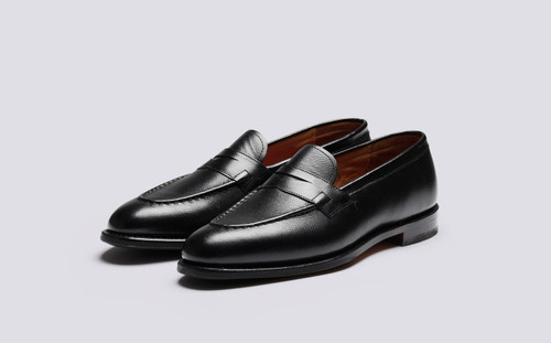 Lloyd | Mens Loafers in Black with Rubber Grips | Grenson - Main View