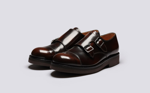 Diggery | Mens Monk Shoes in Brown Bookbinder | Grenson - Main View