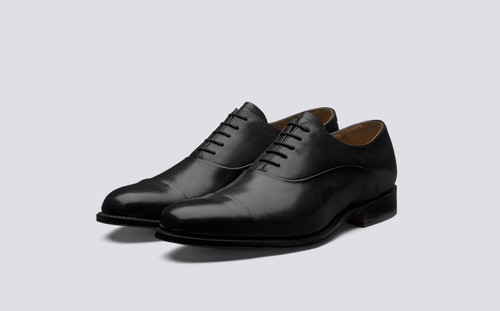 Grenson Bert in Black Calf Leather - 3 Quarter View