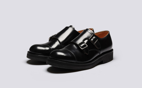 Diggery | Mens Monk Shoes in Black Bookbinder | Grenson - Main View