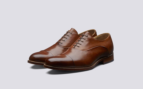 Grenson Bert in Tan Hand Painted Calf Leather - 3 Quarter View