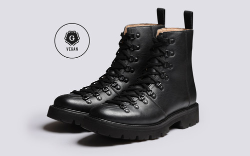 Brady | Vegan Hiker Boots for Men in Black | Grenson - Main View