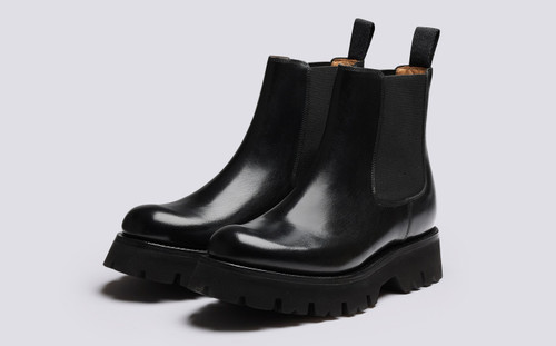 Harlow Chelsea Boots for Women in Black Leather Grenson