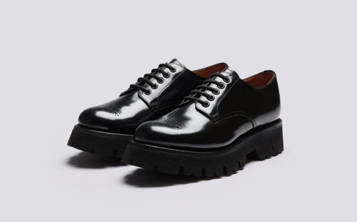 Holly | Derby Shoes for Women in Black Chunky Sole | Grenson - Main View
