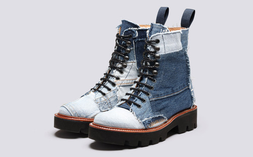 The Kelly Boot | Womens Boots in Reclaimed Denim | Grenson - Main View