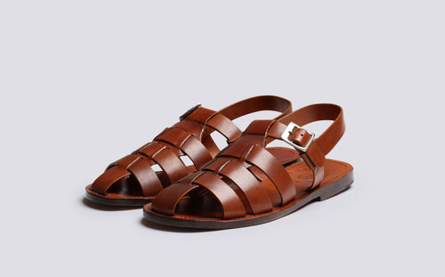 Queenie | Womens Sandals in Tan Handpainted Leather | Grenson - Main View