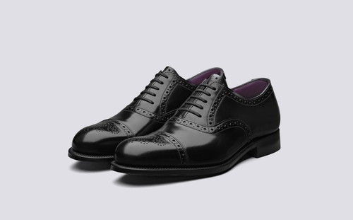 Grenson Walbrook in Black Calf Leather - 3 Quarter View