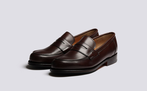 Epsom | Mens Loafers in Brown Burnished Leather | Grenson - Main View