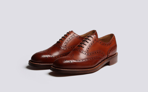 Westminster | Mens Brogues in Mahogany Leather | Grenson - Main View