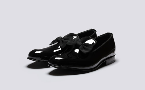 Womens Dress Slipper | Slip On Shoes in Black Patent | Grenson - Main View