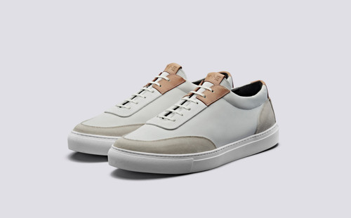 Grenson M.I.E. Sneaker Men's in White Suede/Nubuck - 3 Quarter View