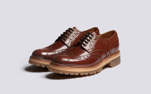 Archie | Mens Brogues in Tan on Vibram Sole | Grenson - Main View