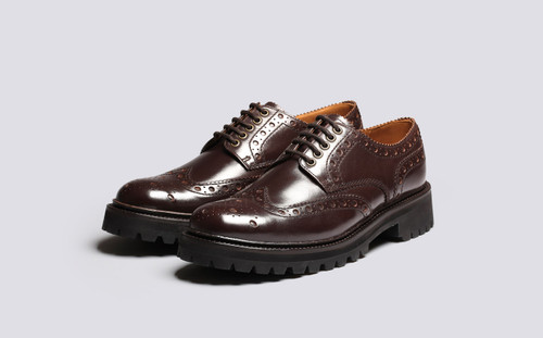 Archie | Mens Brogues in Brown on Vibram Sole | Grenson - Main View